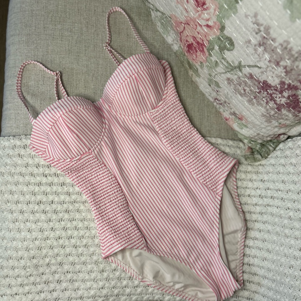 Kate Spade Pink and White Striped Swimsuit